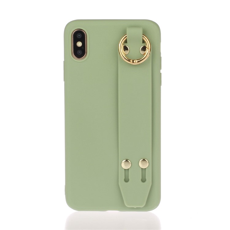 Matte Hand Strap TPU Shell for iPhone XS / X 5.8 inch - Green-1