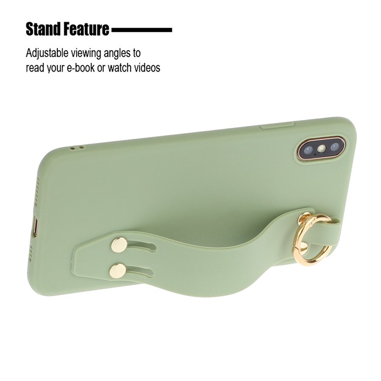 Matte Hand Strap TPU Shell for iPhone XS / X 5.8 inch - Green-2