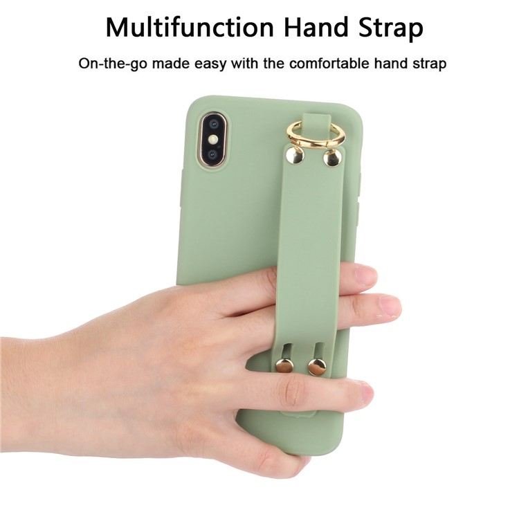 Matte Hand Strap TPU Shell for iPhone XS / X 5.8 inch - Green-3