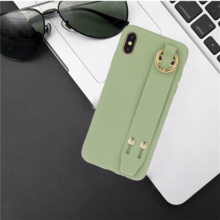 Matte Hand Strap TPU Shell for iPhone XS / X 5.8 inch - Green-4