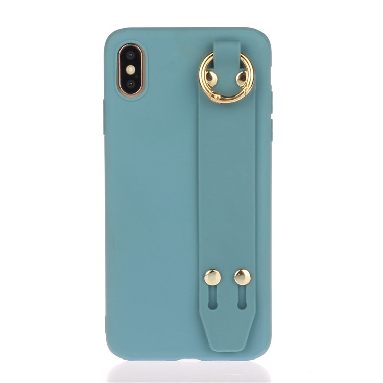 Matte Hand Strap TPU Shell for iPhone XS / X 5.8 inch - Blue-1