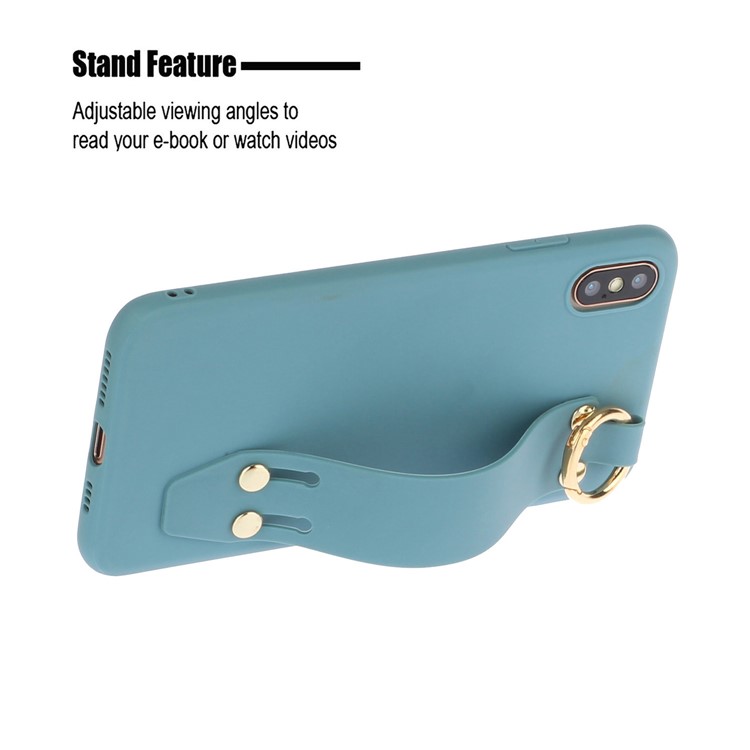 Matte Hand Strap TPU Shell for iPhone XS / X 5.8 inch - Blue-2
