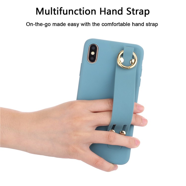 Matte Hand Strap TPU Shell for iPhone XS / X 5.8 inch - Blue-3