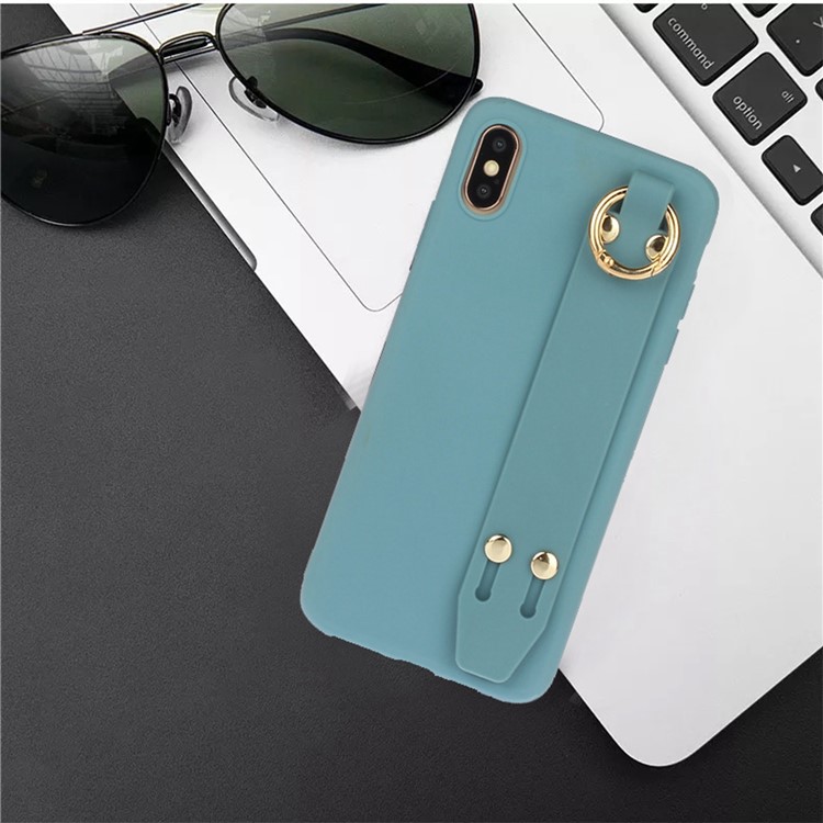 Matte Hand Strap TPU Shell for iPhone XS / X 5.8 inch - Blue-4
