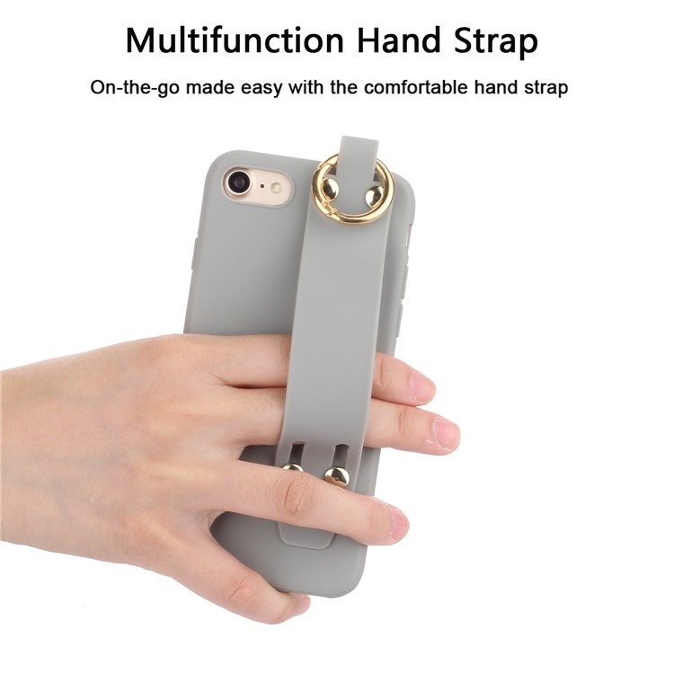 Matte Hand Strap TPU Protective Cell Case for iPhone 8 / 7 4.7 inch - Grey-3