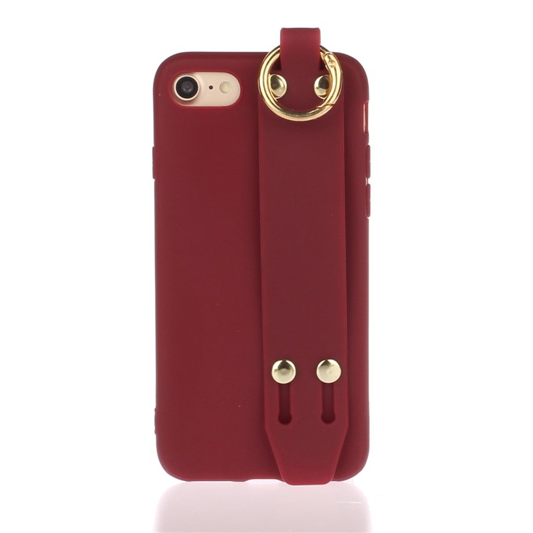 Matte Hand Strap TPU Protective Cell Case for iPhone 8 / 7 4.7 inch - Wine Red-1