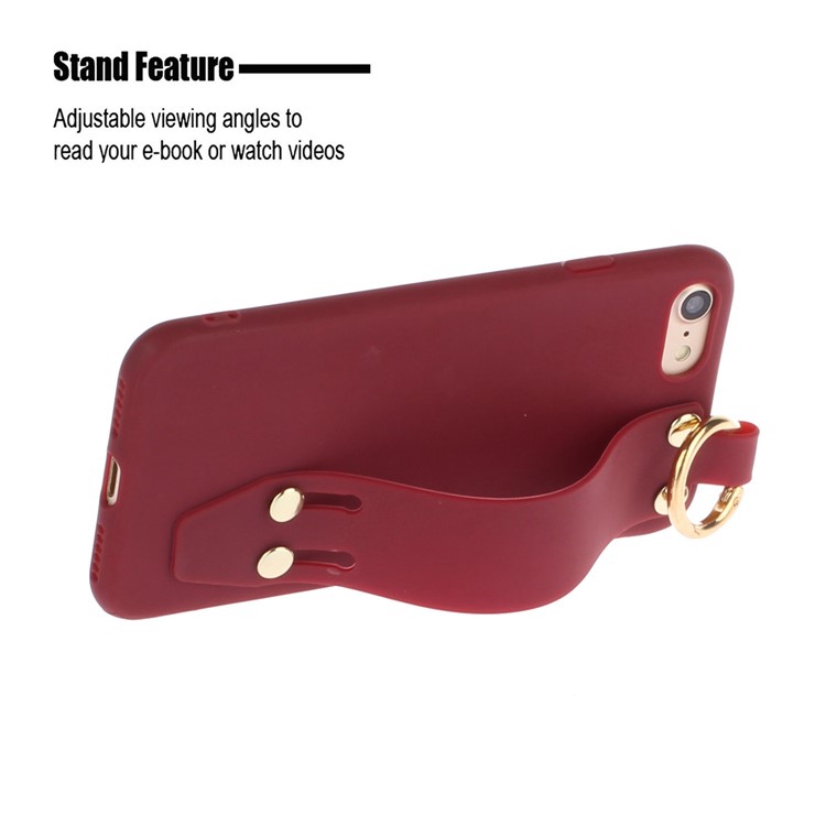 Matte Hand Strap TPU Protective Cell Case for iPhone 8 / 7 4.7 inch - Wine Red-2