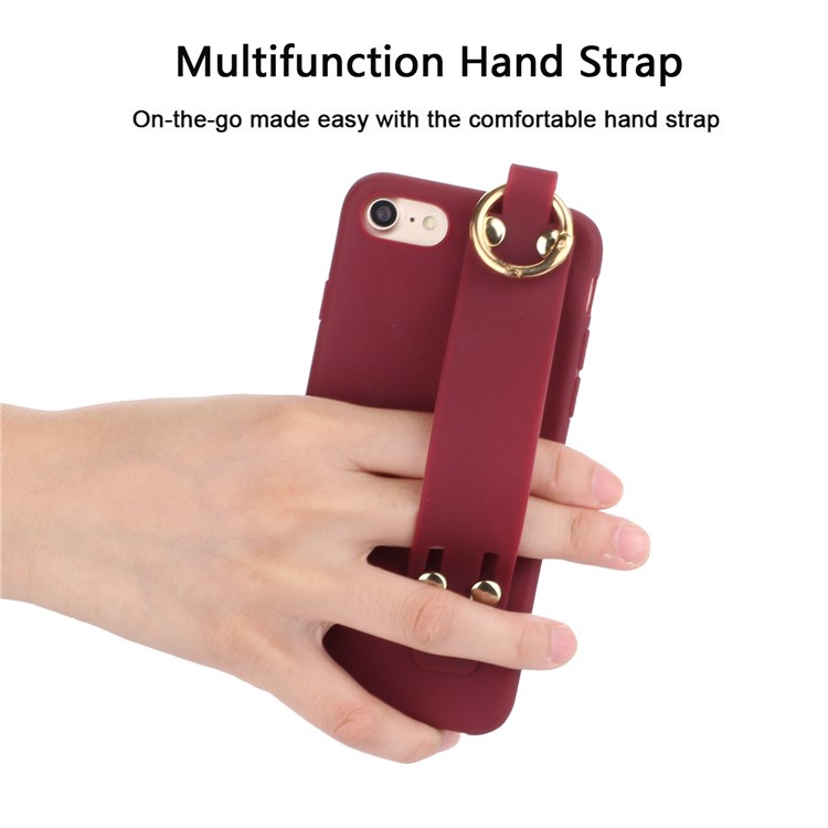 Matte Hand Strap TPU Protective Cell Case for iPhone 8 / 7 4.7 inch - Wine Red-3