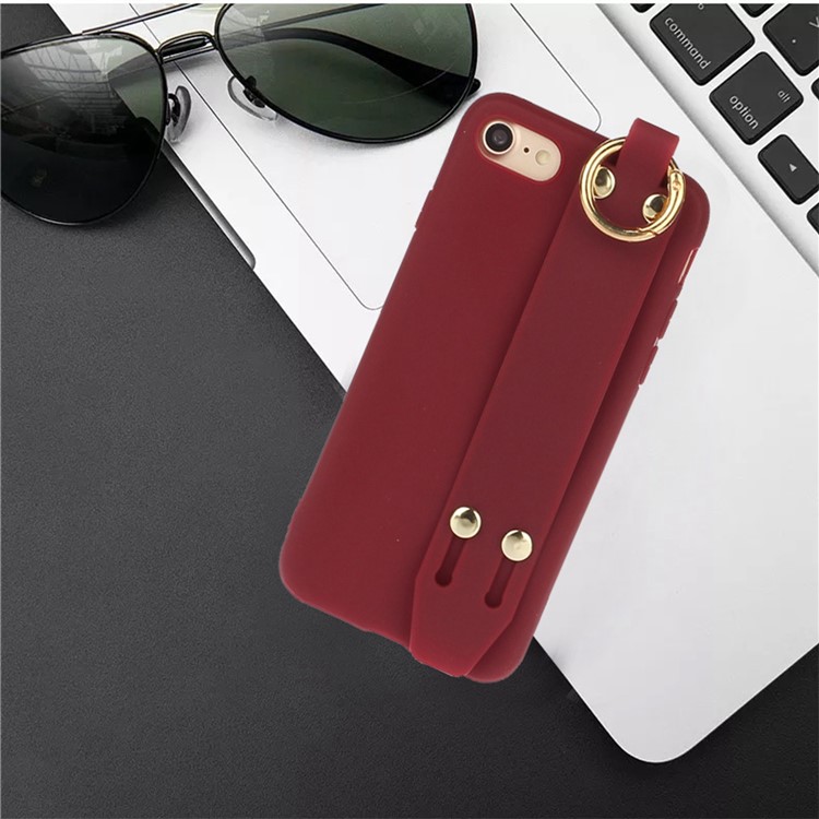 Matte Hand Strap TPU Protective Cell Case for iPhone 8 / 7 4.7 inch - Wine Red-4