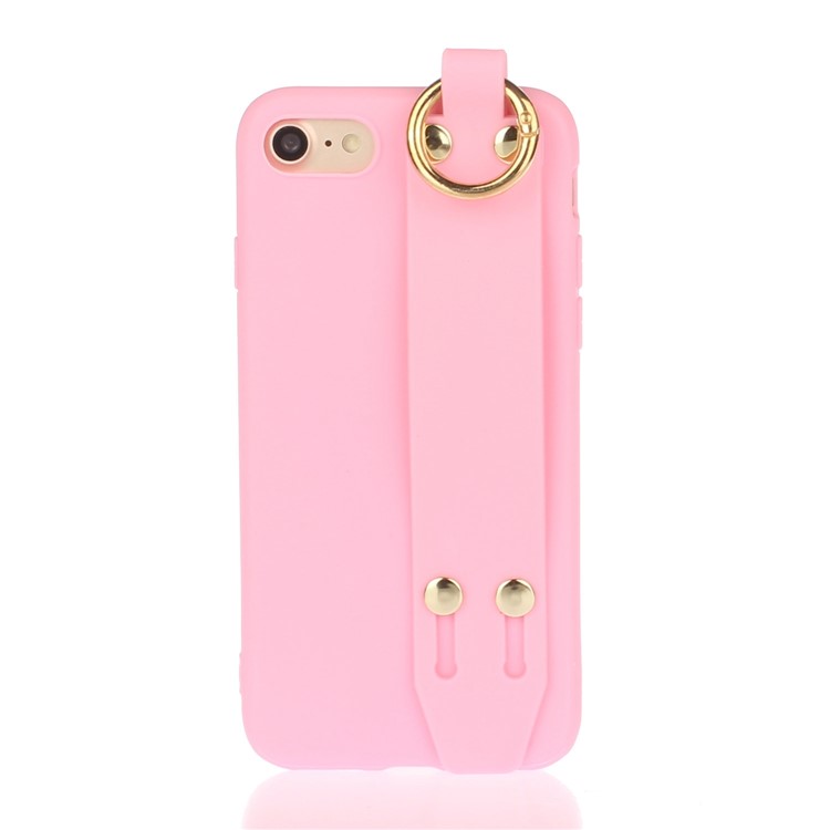 Cassa Cellula Protettiva Cinghia Opaca Mano TPU Per Iphone 8 / 7 4.7 Pollici - Rosa Chiaro-1