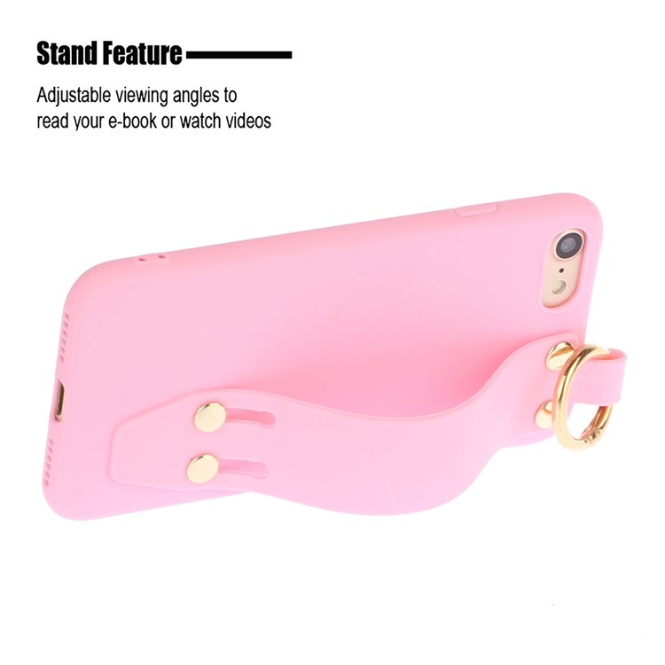 Cassa Cellula Protettiva Cinghia Opaca Mano TPU Per Iphone 8 / 7 4.7 Pollici - Rosa Chiaro-2