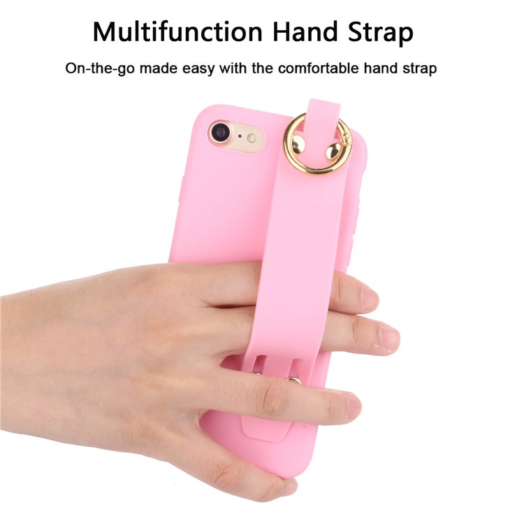 Cassa Cellula Protettiva Cinghia Opaca Mano TPU Per Iphone 8 / 7 4.7 Pollici - Rosa Chiaro-3