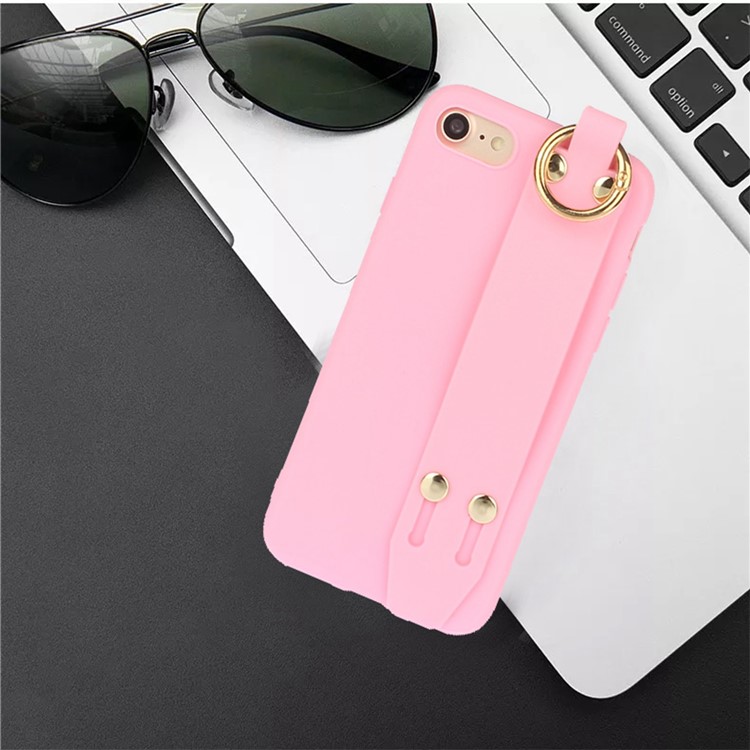 Cassa Cellula Protettiva Cinghia Opaca Mano TPU Per Iphone 8 / 7 4.7 Pollici - Rosa Chiaro-4