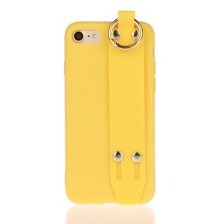 Matte Hand Strap TPU Protective Cell Case for iPhone 8 / 7 4.7 inch - Yellow-1