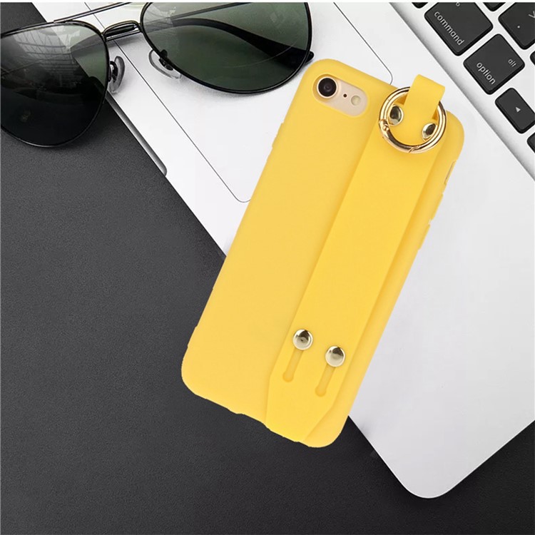 Matte Hand Strap TPU Protective Cell Case for iPhone 8 / 7 4.7 inch - Yellow-4
