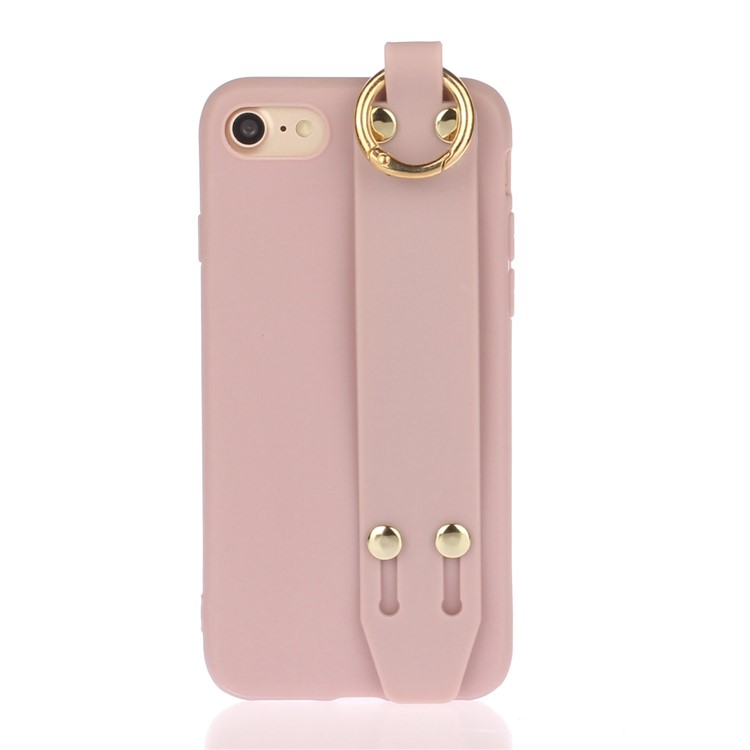 Matte Hand Strap TPU Protective Cell Case for iPhone 8 / 7 4.7 inch - Deep Pink-1