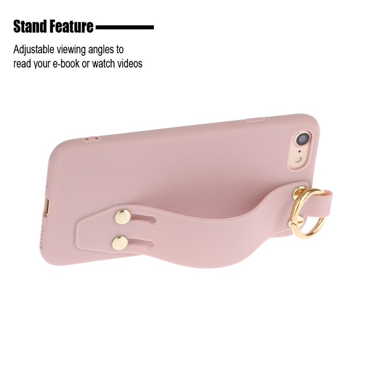 Matte Hand Strap TPU Protective Cell Case for iPhone 8 / 7 4.7 inch - Deep Pink-2