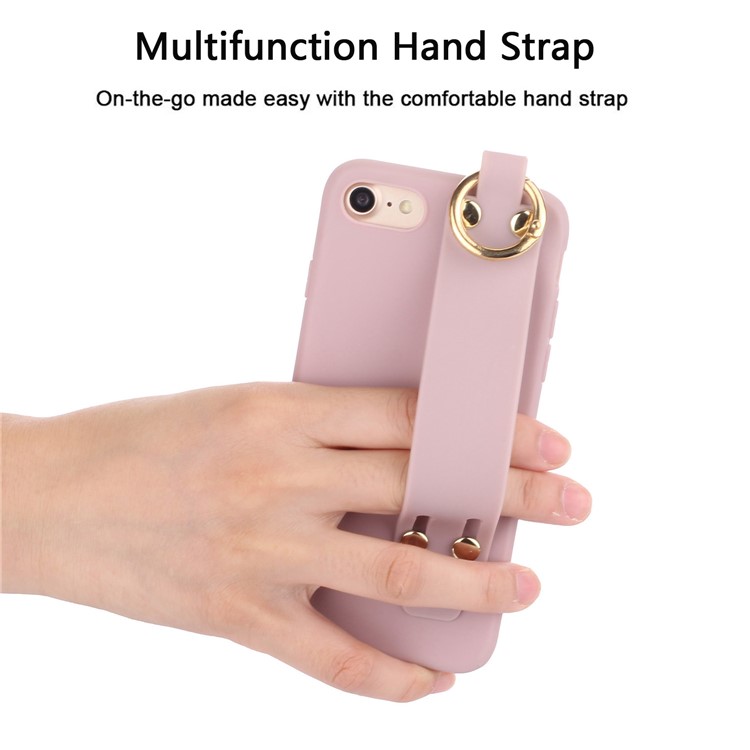 Matte Hand Strap TPU Protective Cell Case for iPhone 8 / 7 4.7 inch - Deep Pink-3