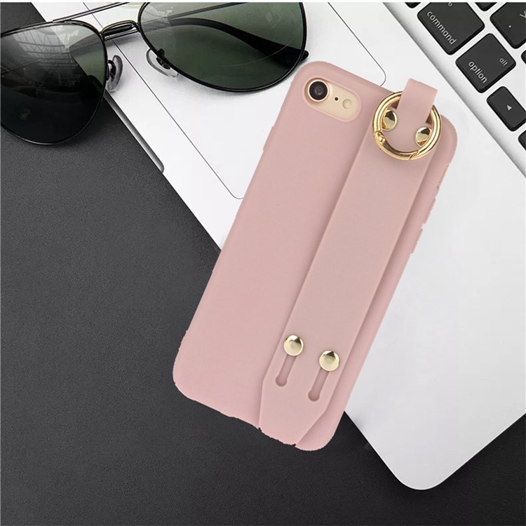 Matte Hand Strap TPU Protective Cell Case for iPhone 8 / 7 4.7 inch - Deep Pink-4