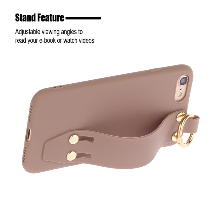 Matte Hand Strap TPU Protective Cell Case for iPhone 8 / 7 4.7 inch - Brown-2