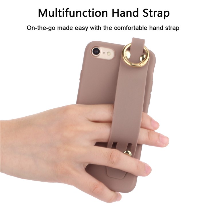 Matte Hand Strap TPU Protective Cell Case for iPhone 8 / 7 4.7 inch - Brown-3