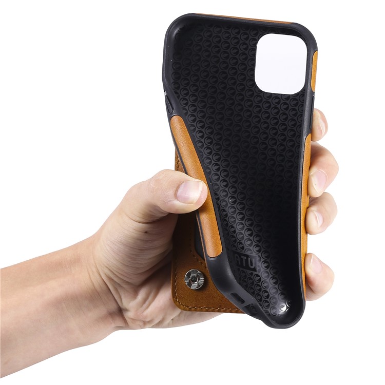 Card Slots PU Leather Coated TPU Cover Phone Case for iPhone 11 6.1-inch - Brown-13