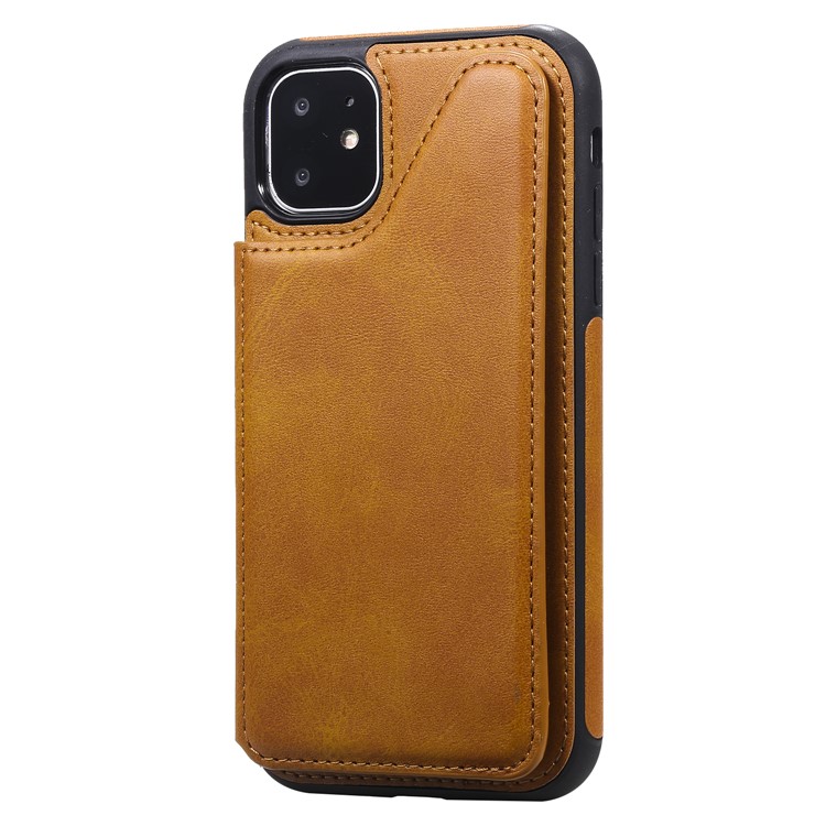 Card Slots PU Leather Coated TPU Cover Phone Case for iPhone 11 6.1-inch - Brown-15
