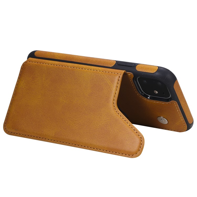 Card Slots PU Leather Coated TPU Cover Phone Case for iPhone 11 6.1-inch - Brown-18