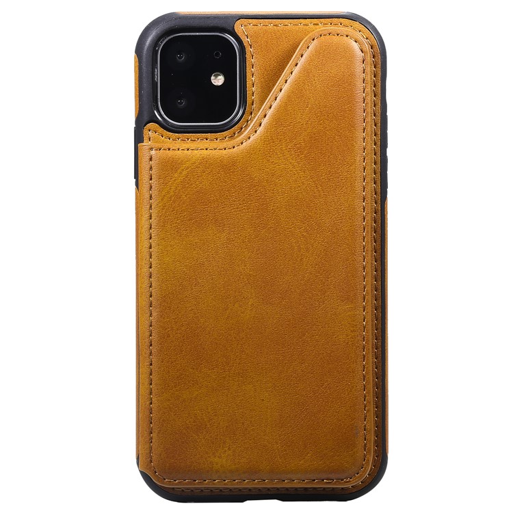 Card Slots PU Leather Coated TPU Cover Phone Case for iPhone 11 6.1-inch - Brown-3