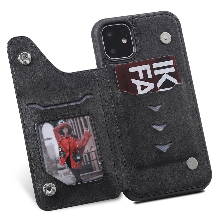 Slot Per Carte KT in Pelle KT Serie 4 Canda di Copertina TPU in Pelle PU TPU Per Iphone 11 6,1 Pollici - Nero-10