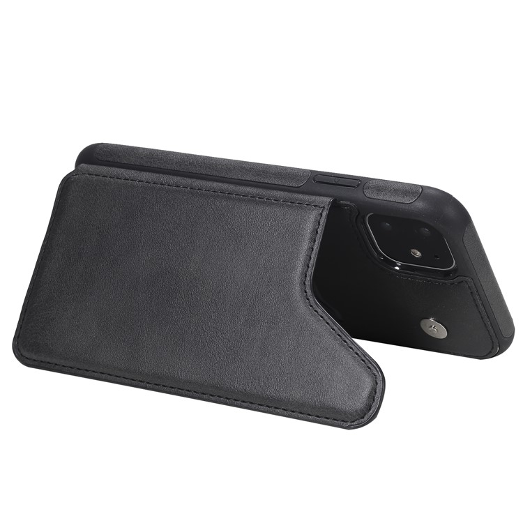 Cartes Slots kt en Cuir Enduit Série-4 Couverture de Couverture TPU en Cuir en Cuir en Cuir Pour Iphone 11 6,1 Pouces - le Noir