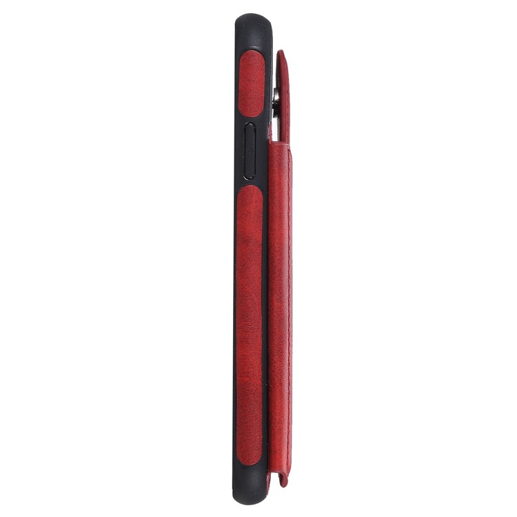Card Slots PU Leather Coated TPU Cover Phone Case for iPhone 11 6.1-inch - Red-6