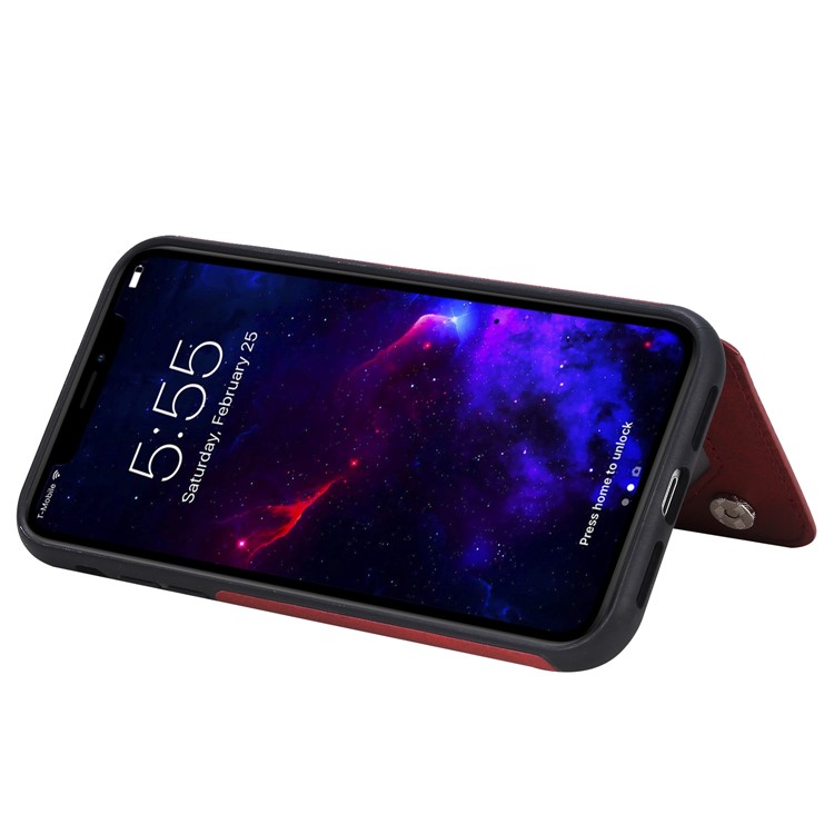Card Slots PU Leather Coated TPU Cover Phone Case for iPhone 11 6.1-inch - Red-8