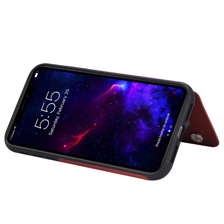 Slot Per Carte KT in Pelle KT Serie 4 Canda di Copertina TPU in Pelle PU TPU Per Iphone 11 6,1 Pollici - Rosso