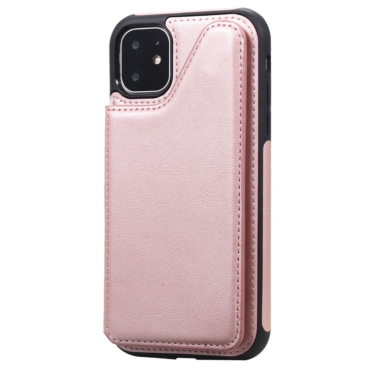 Card Slots PU Leather Coated TPU Cover Phone Case for iPhone 11 6.1-inch - Rose Gold-4
