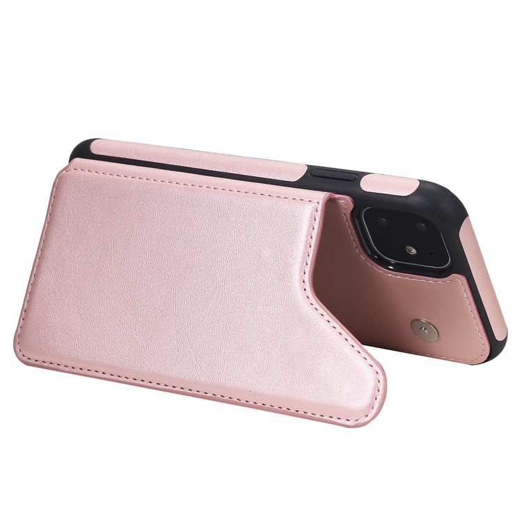 Card Slots PU Leather Coated TPU Cover Phone Case for iPhone 11 6.1-inch - Rose Gold-7