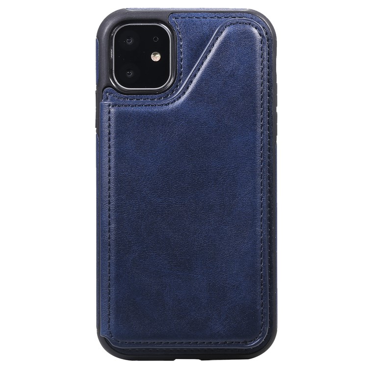 Card Slots PU Leather Coated TPU Cover Phone Case for iPhone 11 6.1-inch - Dark Blue-3