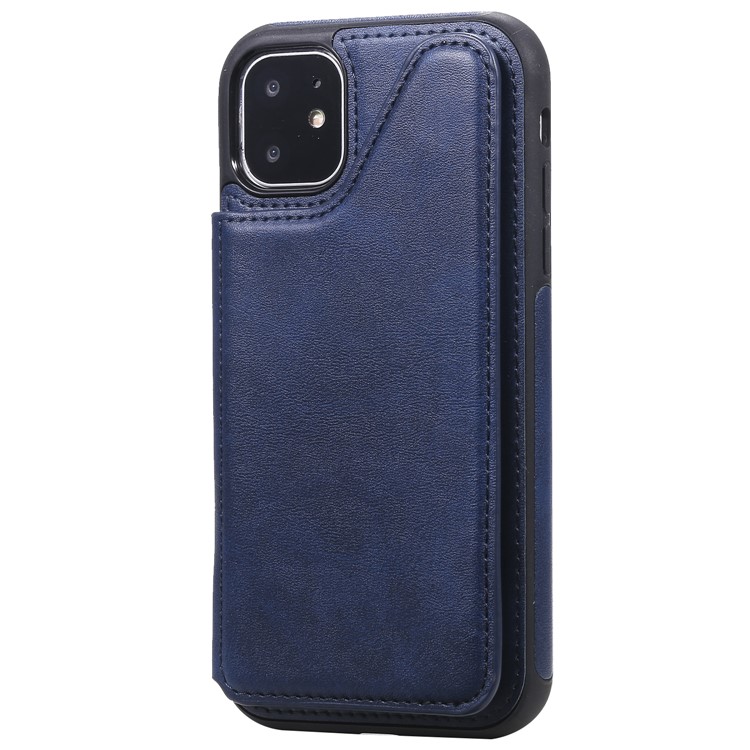 Card Slots PU Leather Coated TPU Cover Phone Case for iPhone 11 6.1-inch - Dark Blue-4
