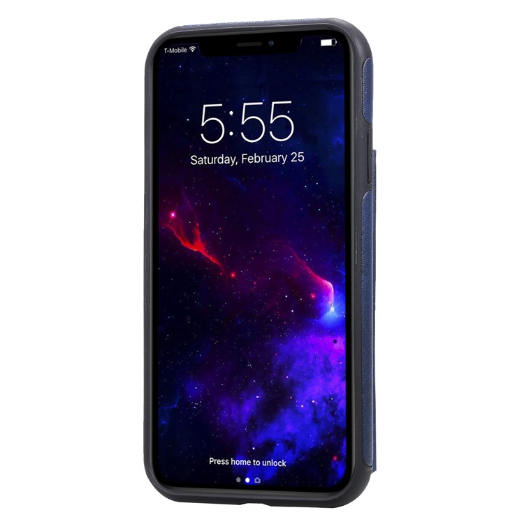 Card Slots PU Leather Coated TPU Cover Phone Case for iPhone 11 6.1-inch - Dark Blue-5