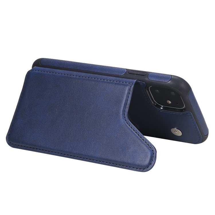 Card Slots PU Leather Coated TPU Cover Phone Case for iPhone 11 6.1-inch - Dark Blue-7