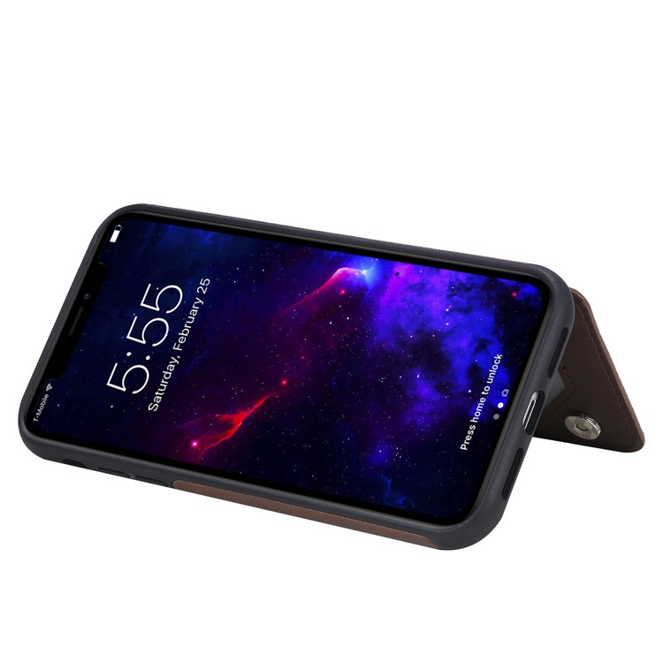 Kartensteckplätze KT Lederschicht Serie-4 PU Leder Beschichtetes Tpu-deckungshülle Für Iphone 11 6.1 Zoll - Kaffee