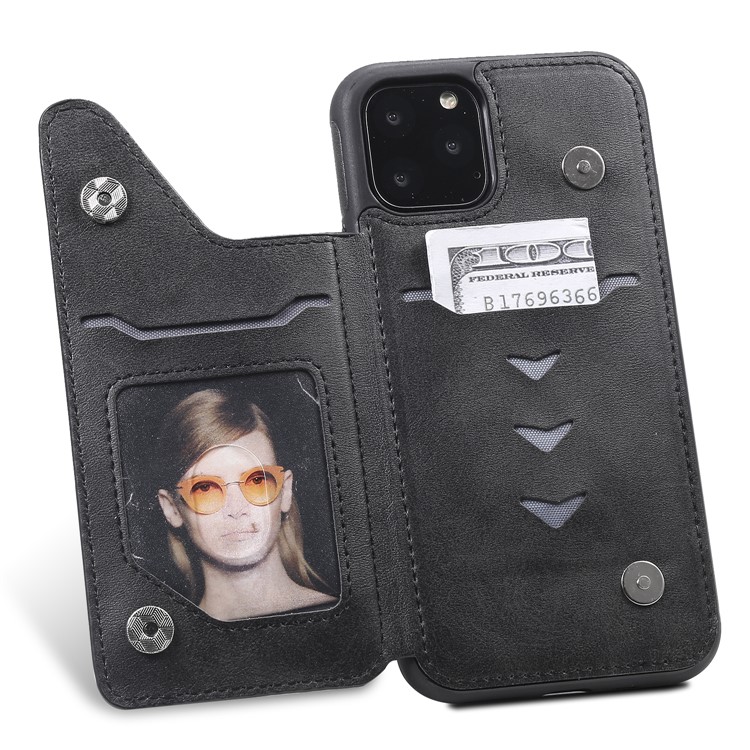 Card Slots PU Leather Coated TPU Cover Phone Case for iPhone 11 Pro 5.8-inch - Black-10
