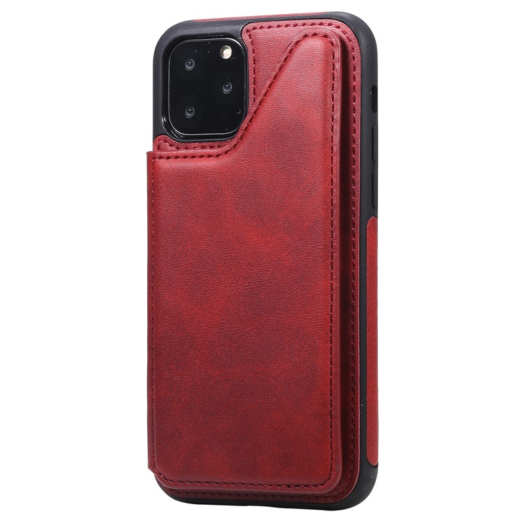 Card Slots PU Leather Coated TPU Cover Phone Case for iPhone 11 Pro 5.8-inch - Red-4