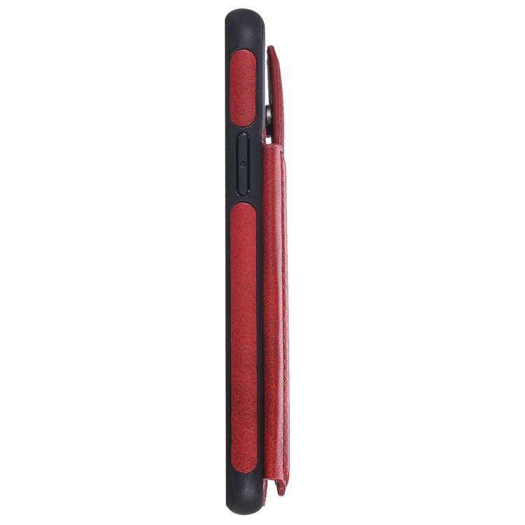 Card Slots PU Leather Coated TPU Cover Phone Case for iPhone 11 Pro 5.8-inch - Red-6