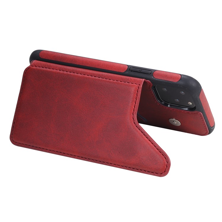 Card Slots PU Leather Coated TPU Cover Phone Case for iPhone 11 Pro 5.8-inch - Red-7