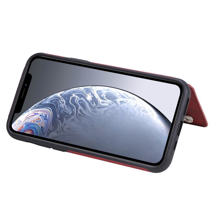 Card Slots PU Leather Coated TPU Cover Phone Case for iPhone 11 Pro 5.8-inch - Red-8