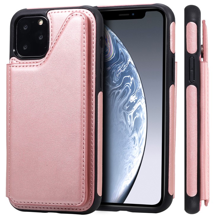 Card Slots PU Leather Coated TPU Cover Phone Case for iPhone 11 Pro 5.8-inch - Rose Gold-2