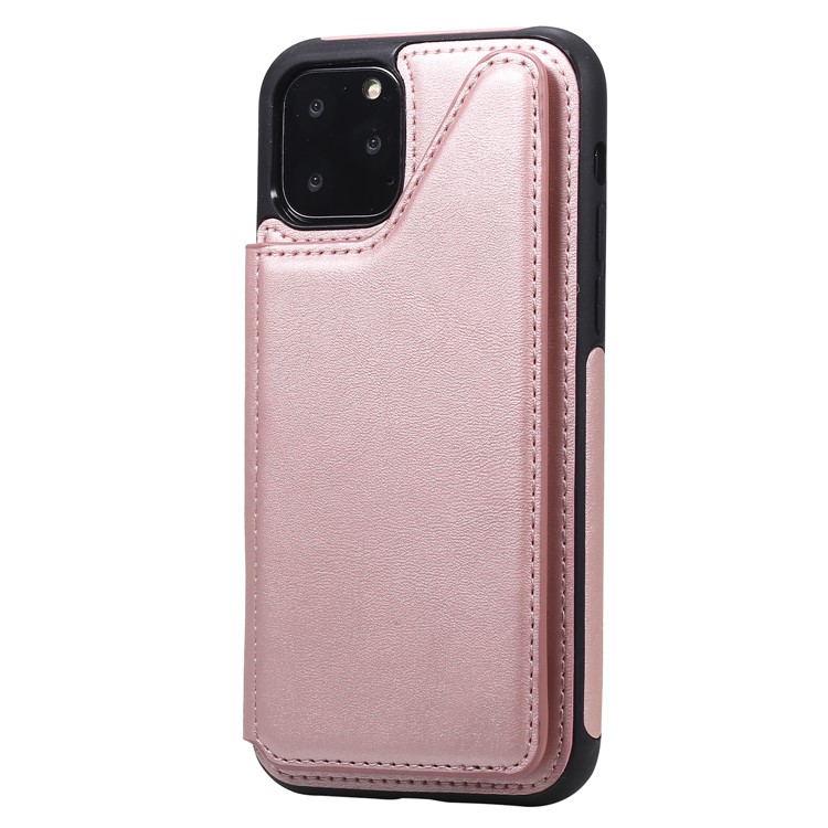 Card Slots PU Leather Coated TPU Cover Phone Case for iPhone 11 Pro 5.8-inch - Rose Gold-4