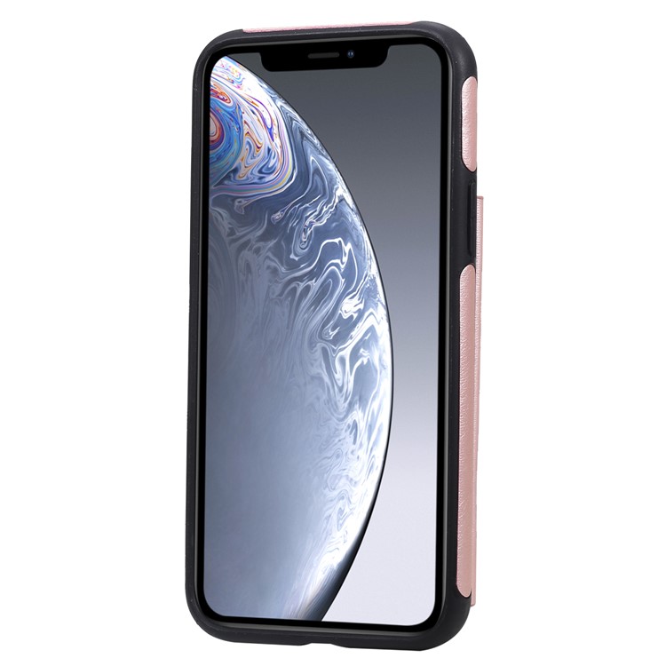 Card Slots PU Leather Coated TPU Cover Phone Case for iPhone 11 Pro 5.8-inch - Rose Gold-5