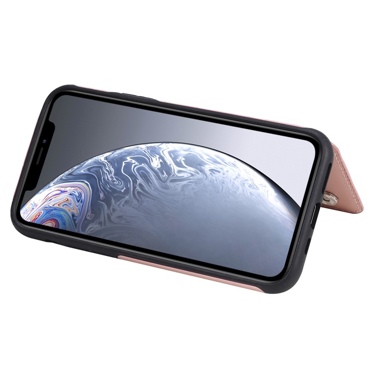 Card Slots PU Leather Coated TPU Cover Phone Case for iPhone 11 Pro 5.8-inch - Rose Gold-8
